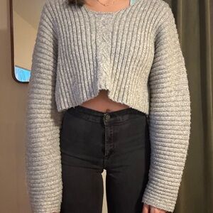 Anthropologie Gray Ribbed Knit Sweater